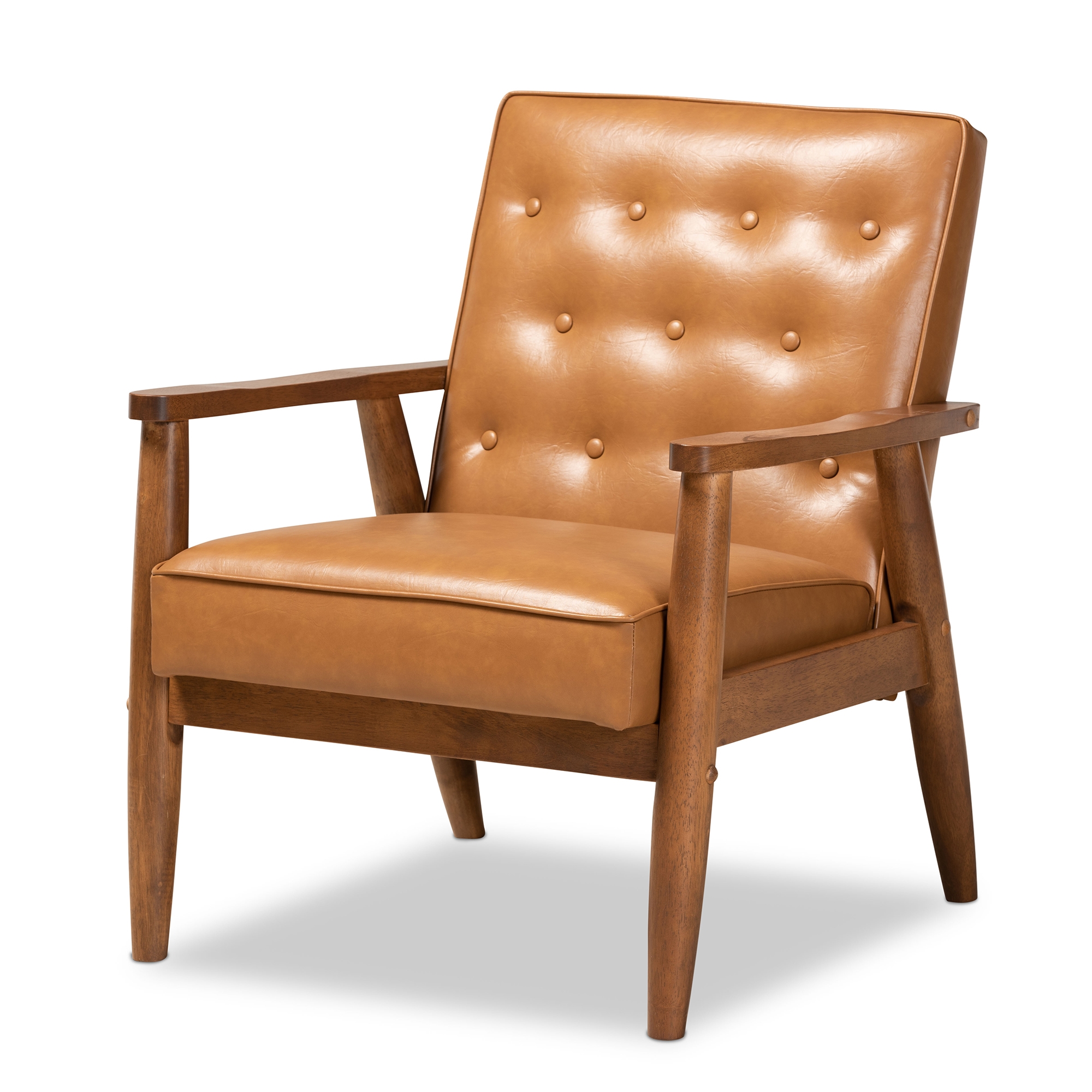 Faux leather discount mid century chair